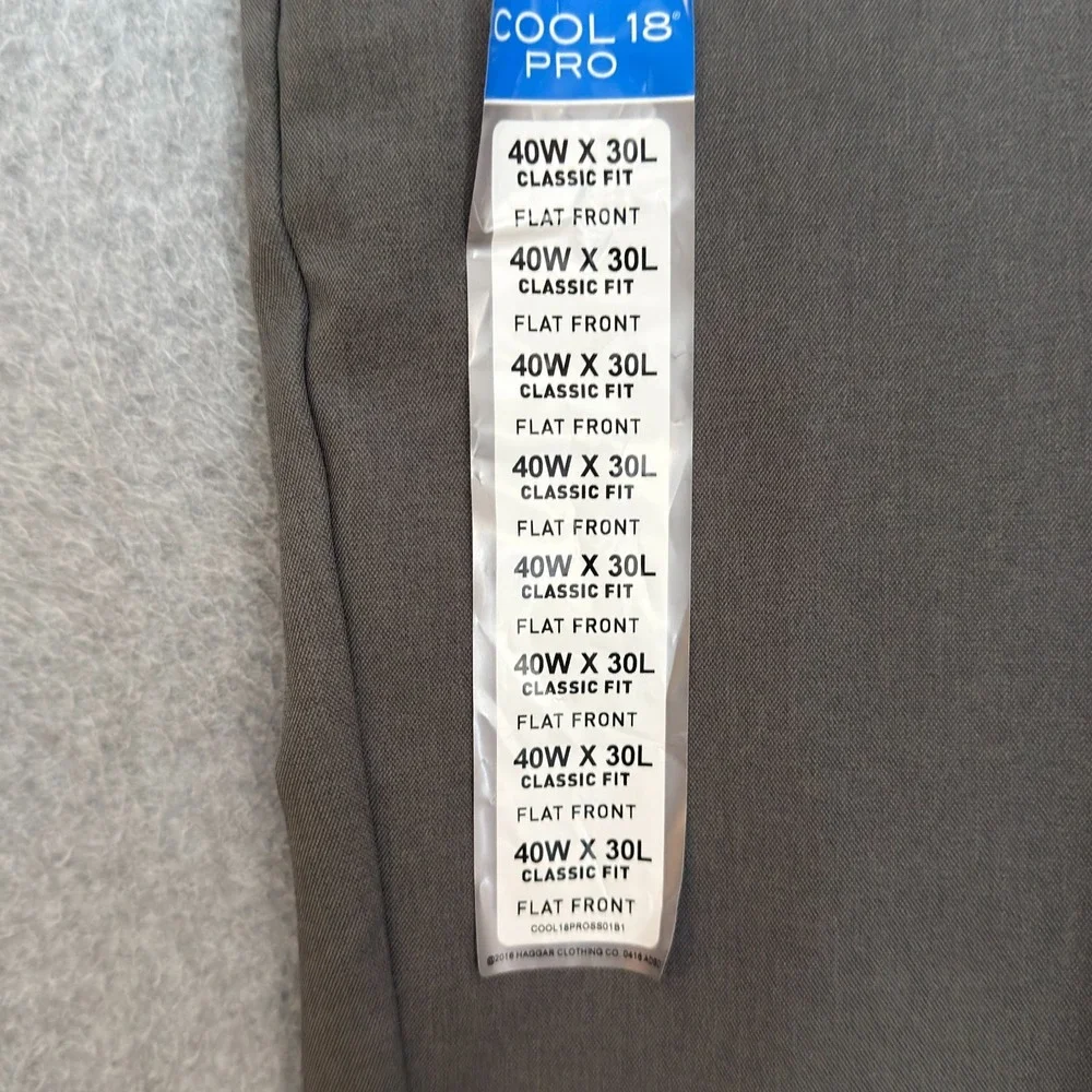 NEW! Haggar Dress Pants Mens 40x 30 Gray Stretch Classic Fit No Iron Flat Front